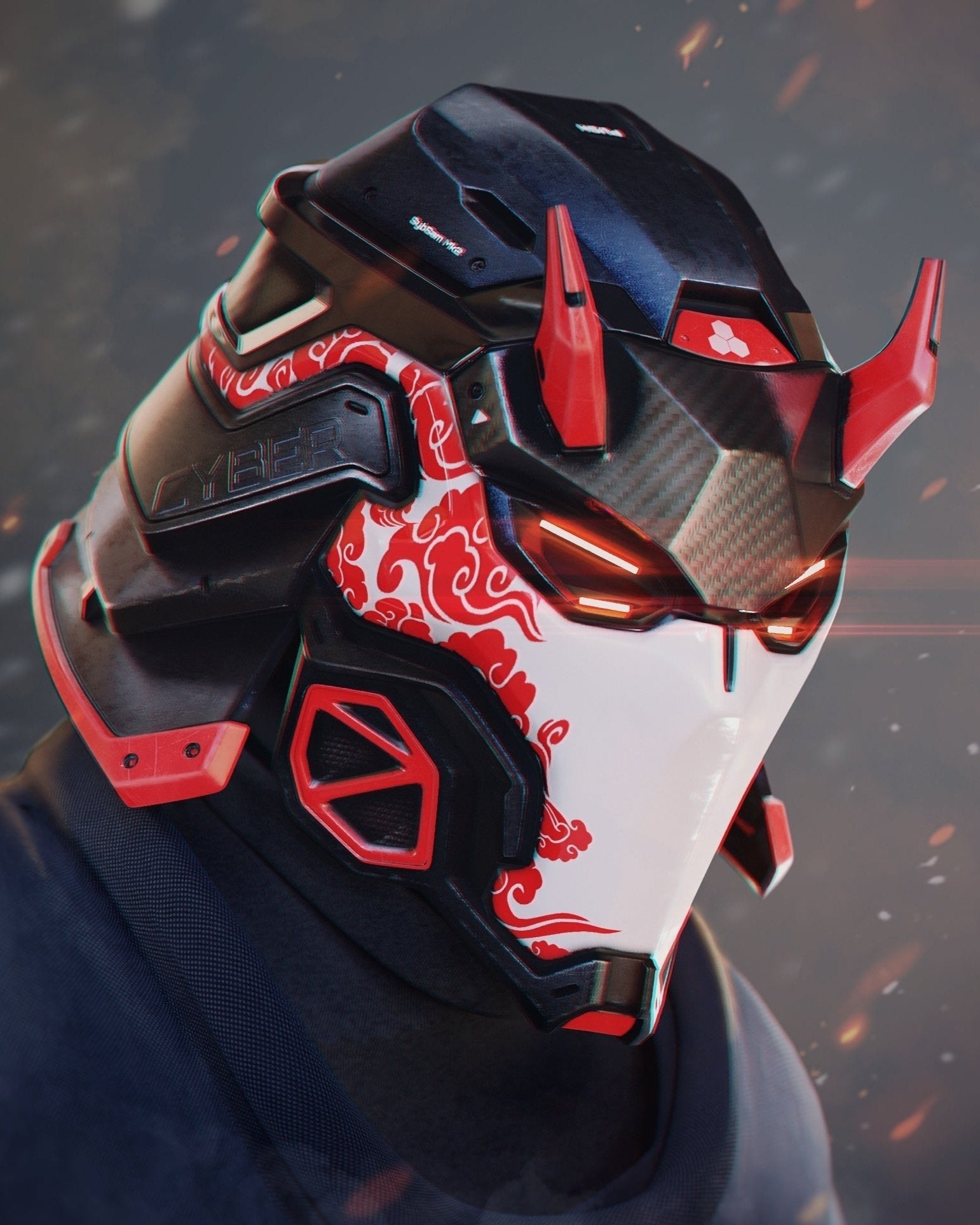 Cyber Samurai RGB LED Mask, view 1