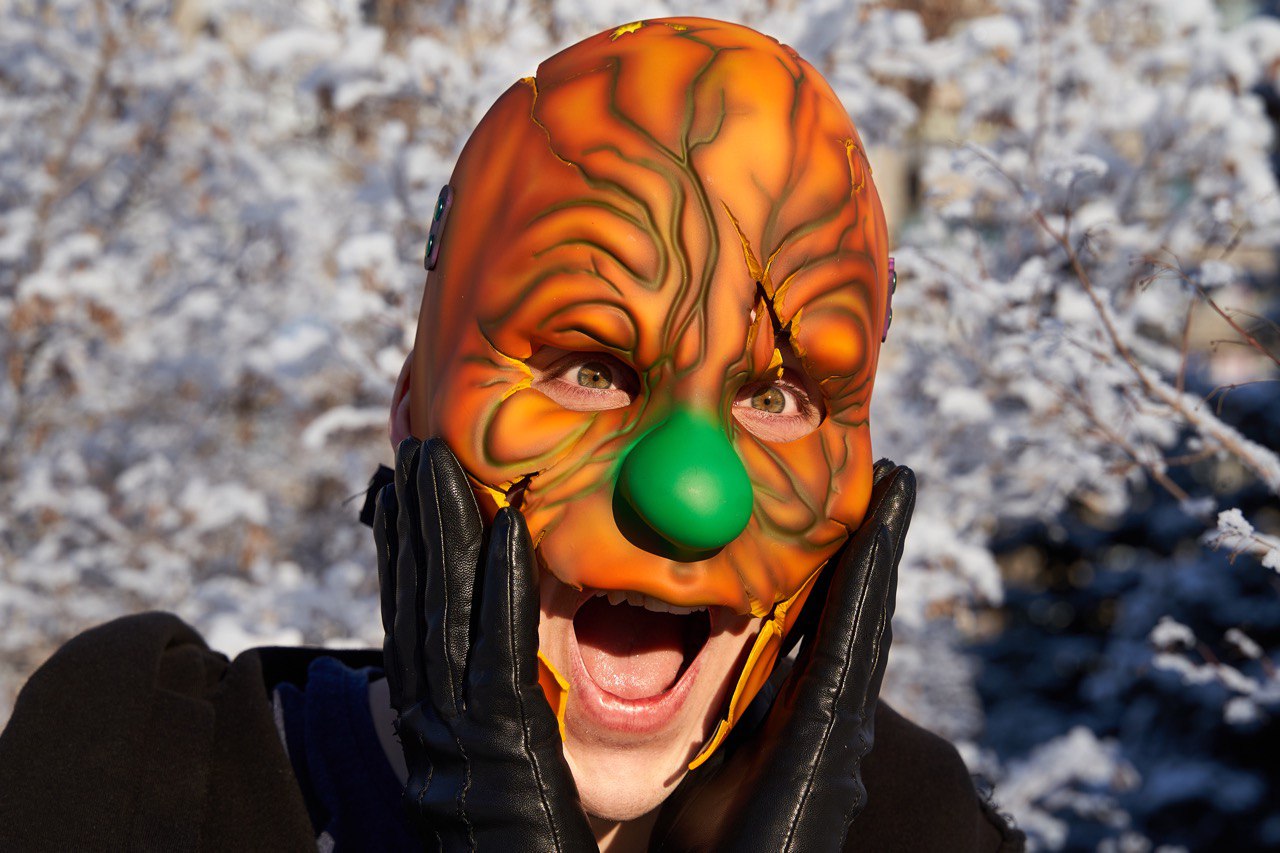 Clown mask Pumpkin🎃 color LEMITED EDITION (1of1) | Ideal Haloween mask 👻, view 1