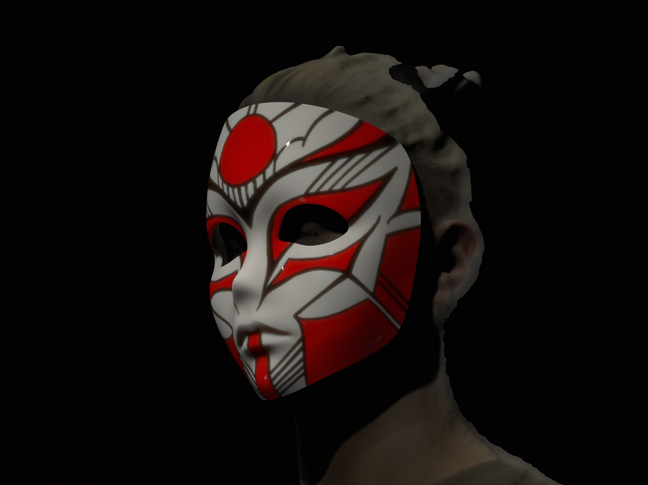 Japanese mask by SecondNature Workshop | Production Ready 3D-Model, view 1